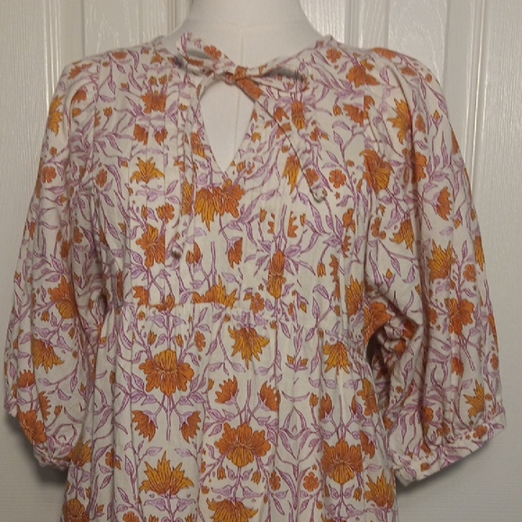 Universal Thread Babydoll Pink and Orange Floral Knee Length Dress - Picture 4 of 14